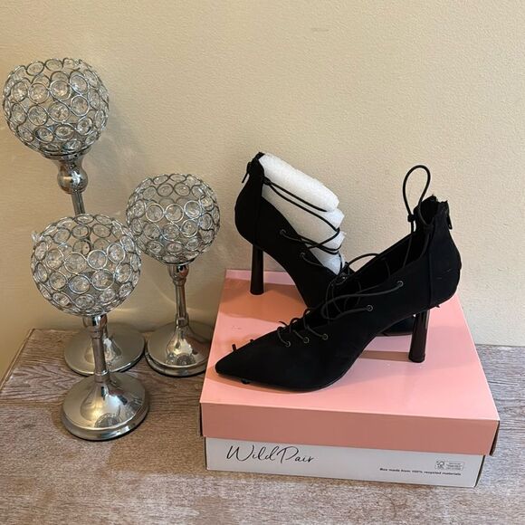 Wild Pair Dezmun Lace-Up Dress Pumps- Black MC- Size 6 M- NIB - Picture 1 of 7